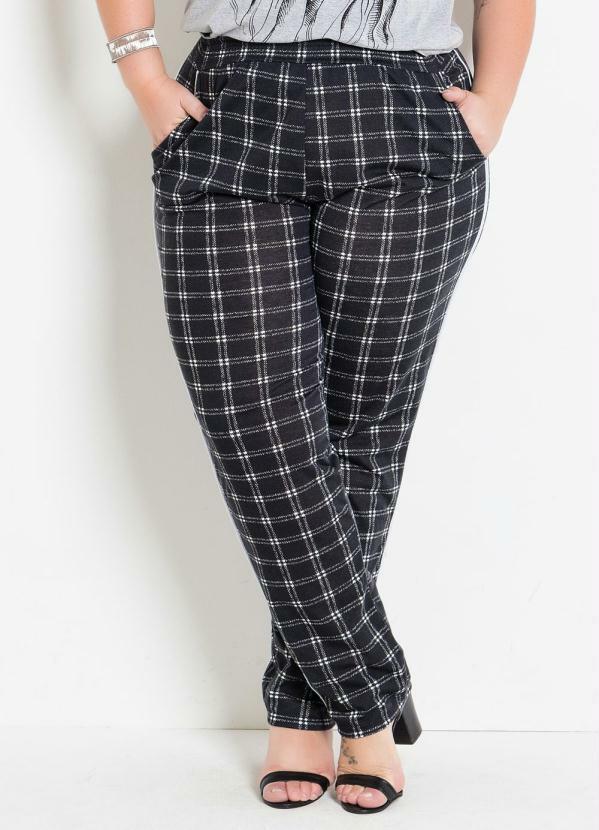 Marguerite - Calça Comfort Plus Size com Bolsos Xadrez 1