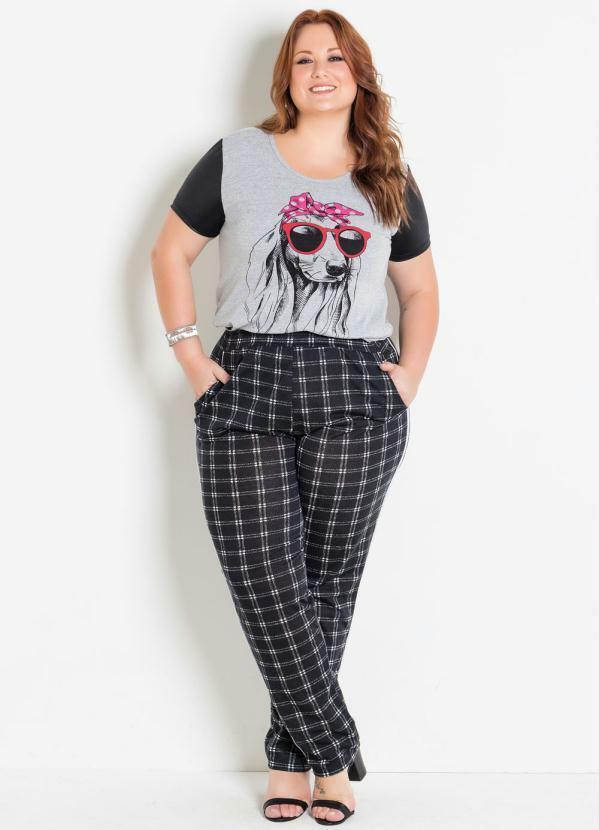 Marguerite - Calça Comfort Plus Size com Bolsos Xadrez 3