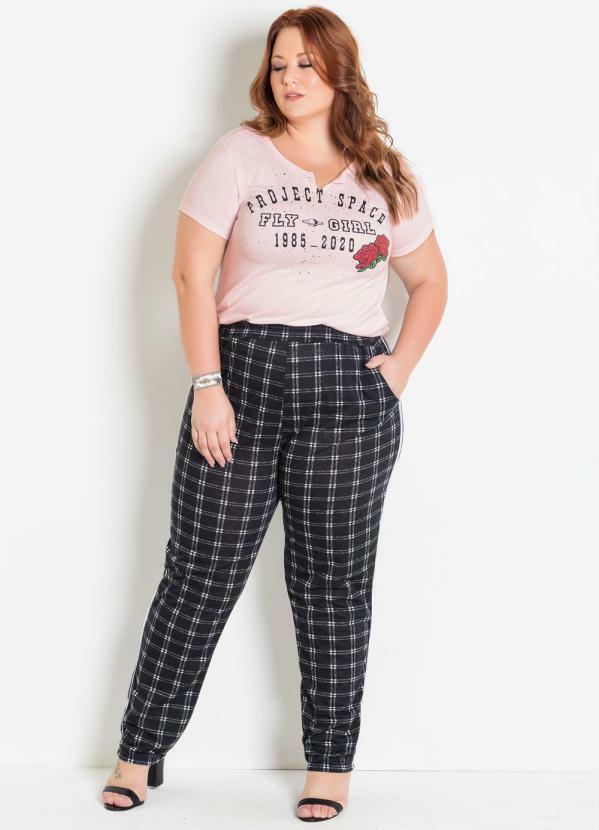 Marguerite - Calça Comfort Plus Size com Bolsos Xadrez 4