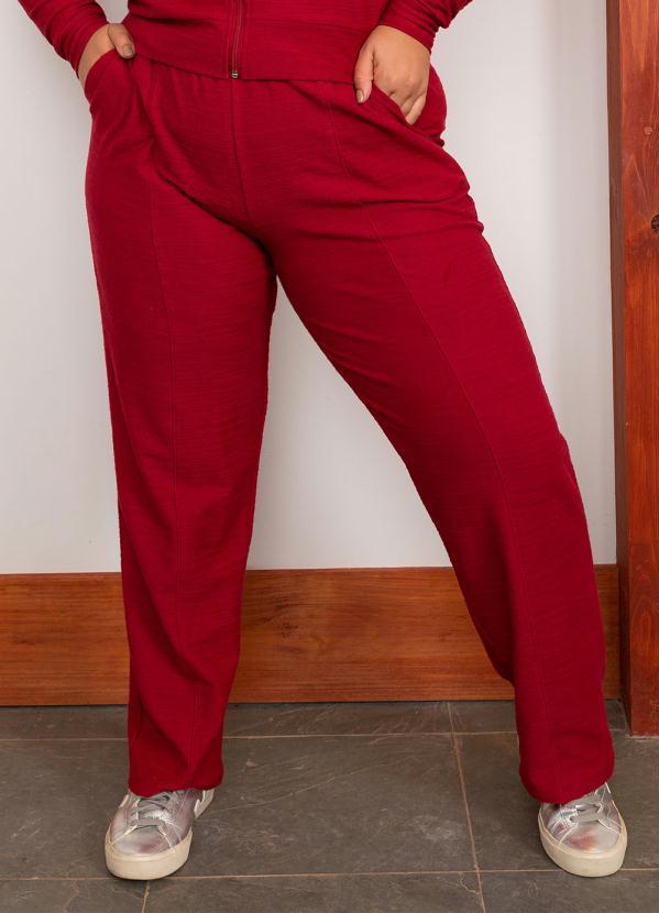 Lisamour - Calça de Moletom Rústico Vermelho