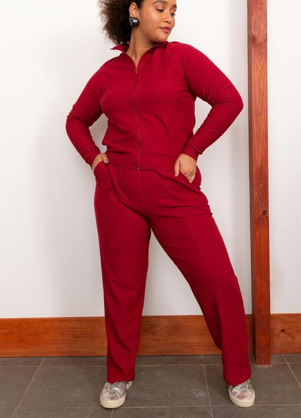 Lisamour - Calça de Moletom Rústico Vermelho 3