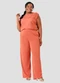 Cereja Rosa - Calça Feminina Plus Size Canelado Relevo Preto - variação: Laranja