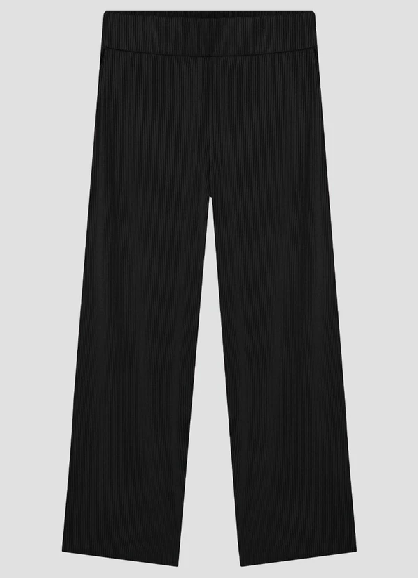 Cereja Rosa - Calça Feminina Plus Size Canelado Relevo Preto