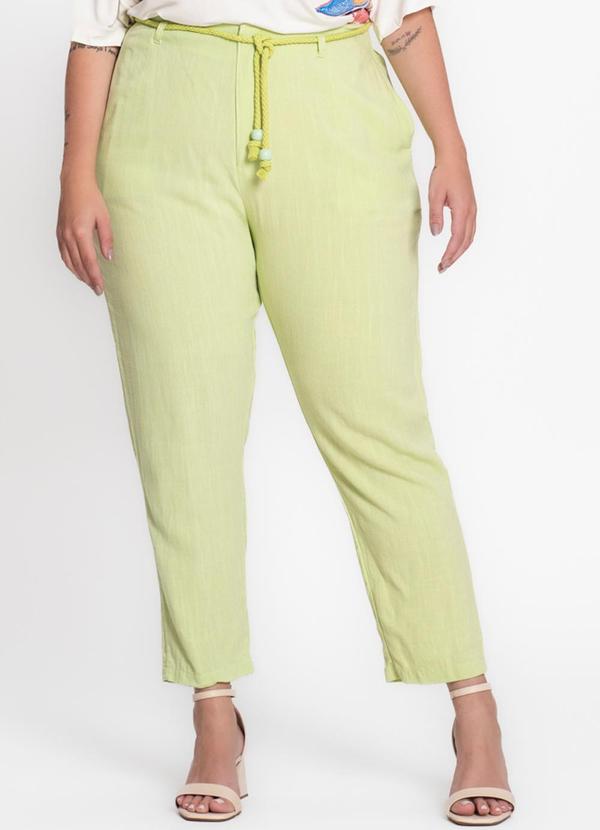 Secret Glam - Calça Feminina Plus Size em Linho Verde