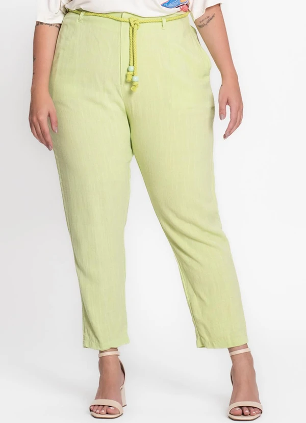 Secret Glam - Calça Feminina Plus Size em Linho Verde