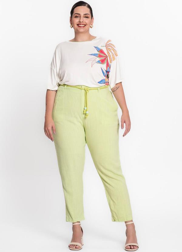 Secret Glam - Calça Feminina Plus Size em Linho Verde 2
