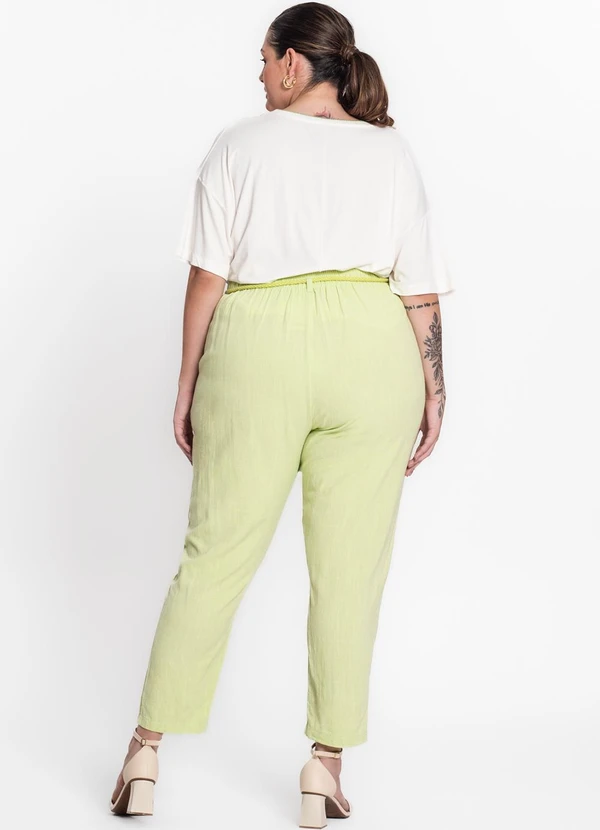 Secret Glam - Calça Feminina Plus Size em Linho Verde 1
