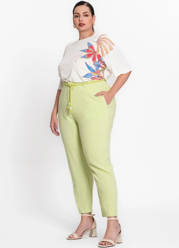Secret Glam - Calça Feminina Plus Size em Linho Verde 5