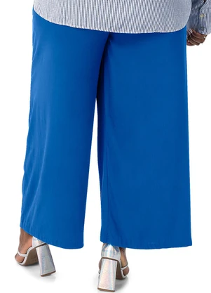 Secret Glam - Calça Feminina Plus Size em Viscose Azul - SECRET GLAM