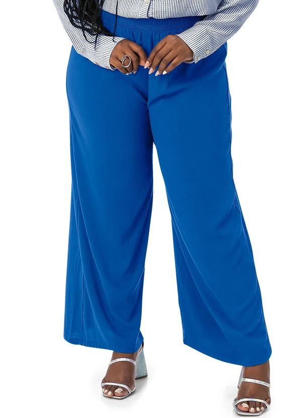 Secret Glam - Calça Feminina Plus Size em Viscose Azul