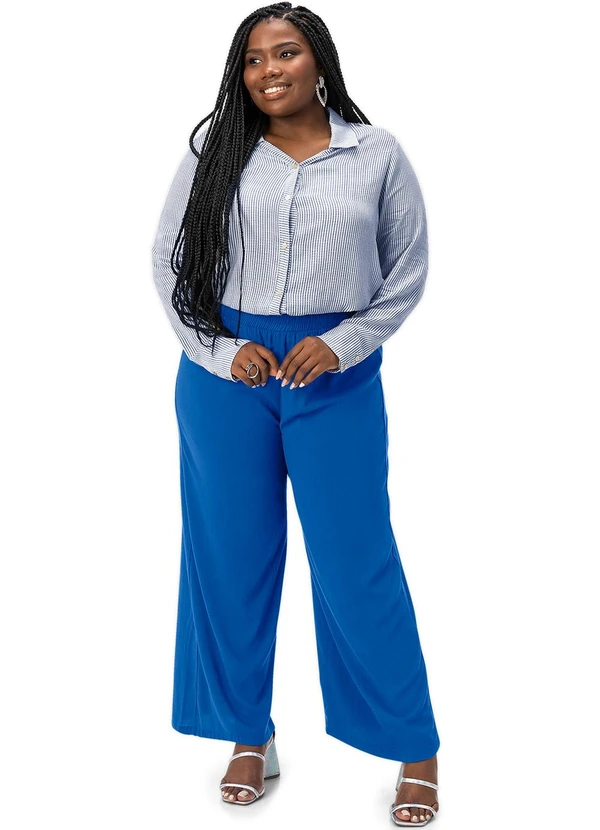 Secret Glam - Calça Feminina Plus Size em Viscose Azul 1