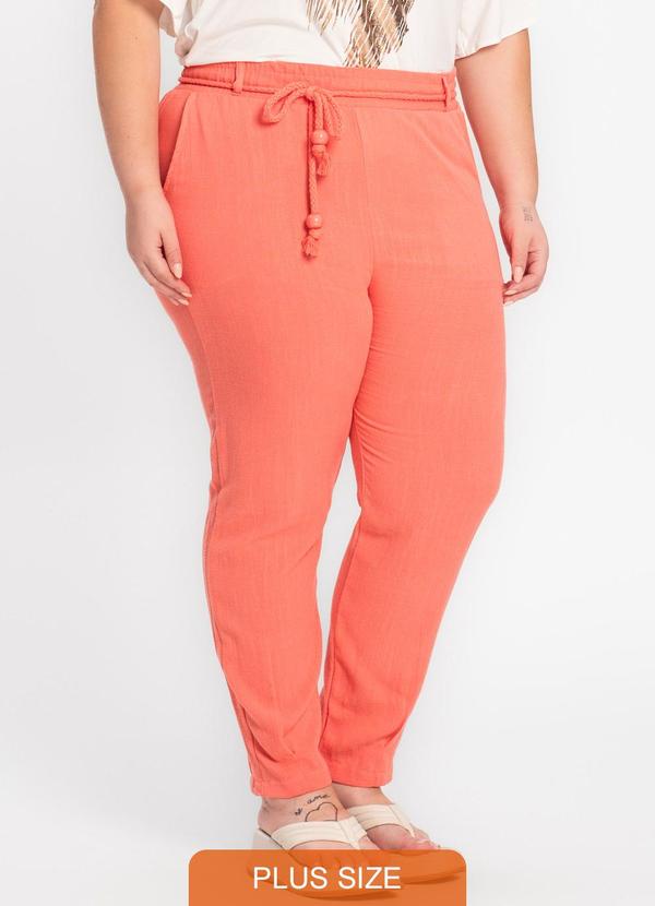 Secret Glam - Calça Feminina Plus Size Linho Strong Rosa
