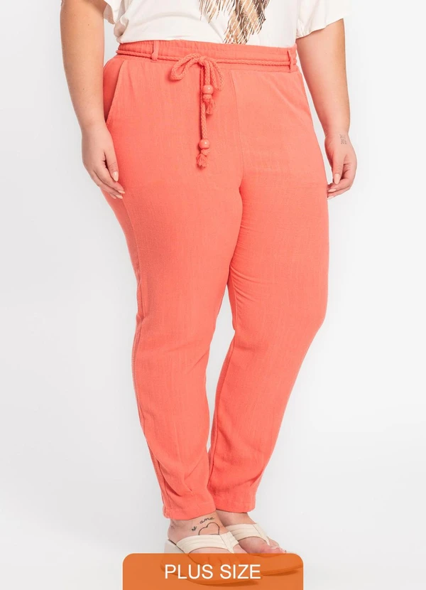 Secret Glam - Calça Feminina Plus Size Linho Strong Rosa