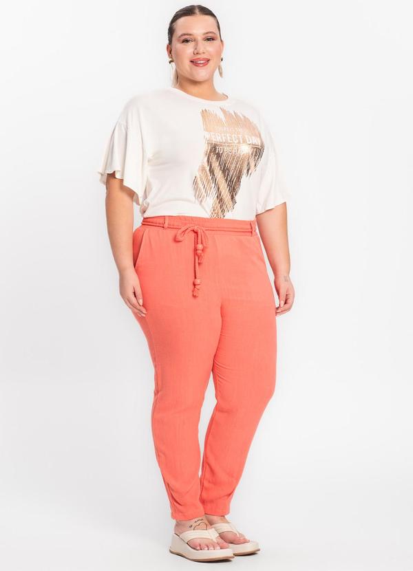 Secret Glam - Calça Feminina Plus Size Linho Strong Rosa 3