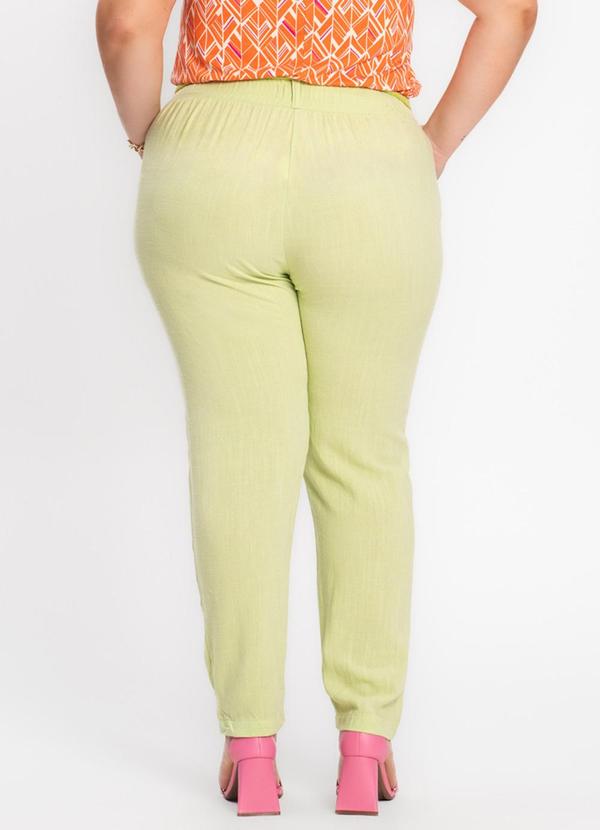 Secret Glam - Calça Feminina Plus Size Linho Strong Verde 2