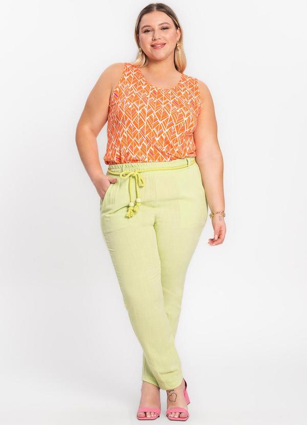 Secret Glam - Calça Feminina Plus Size Linho Strong Verde 1