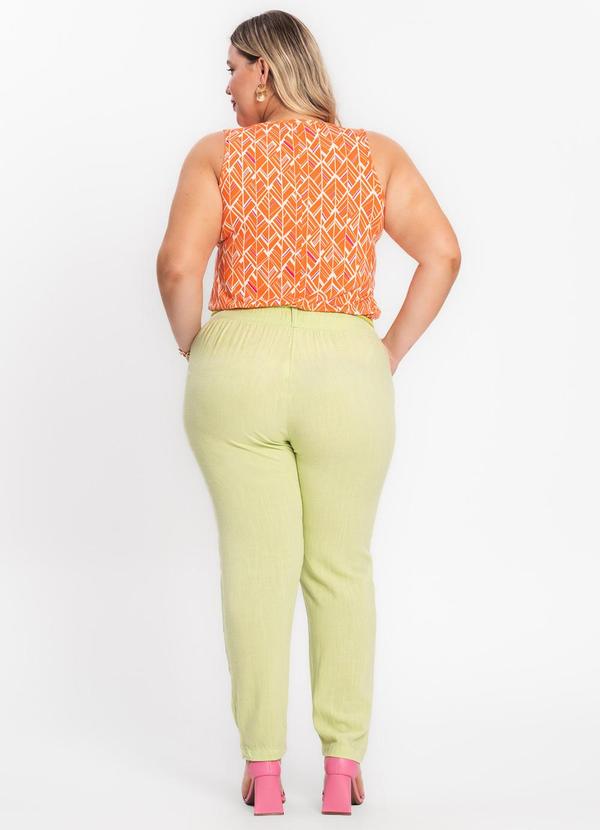 Secret Glam - Calça Feminina Plus Size Linho Strong Verde 4
