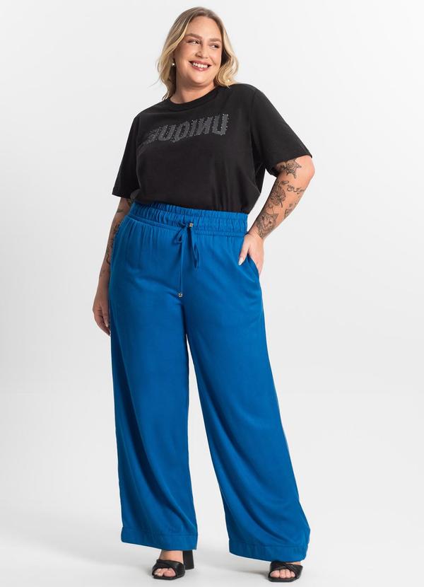Secret Glam - Calça Feminina Wide Leg Azul 3