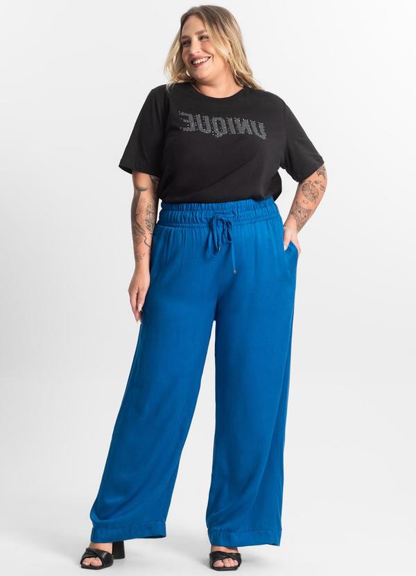 Secret Glam - Calça Feminina Wide Leg Azul 4