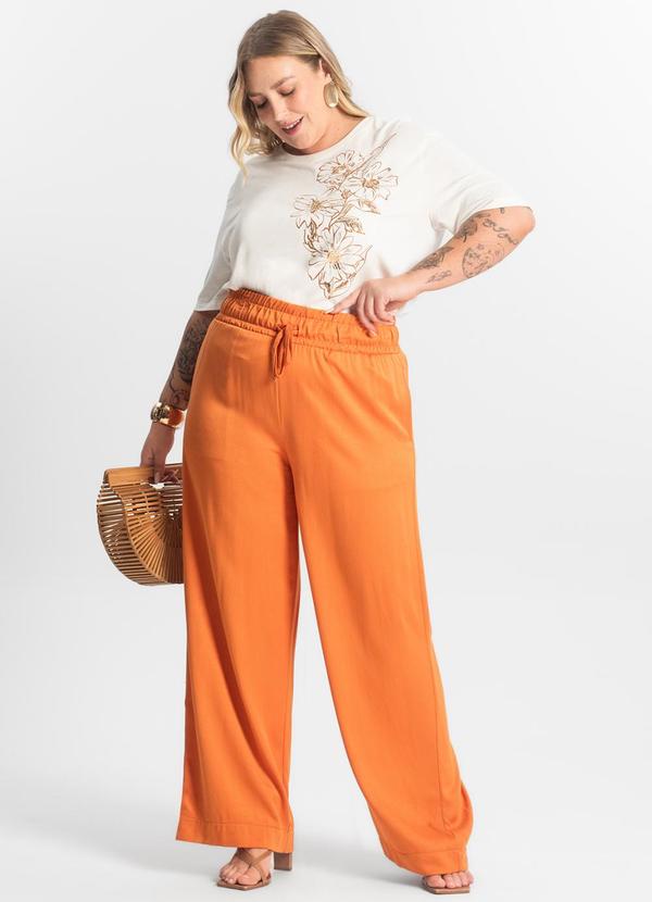 Secret Glam - Calça Feminina Wide Leg Laranja 4