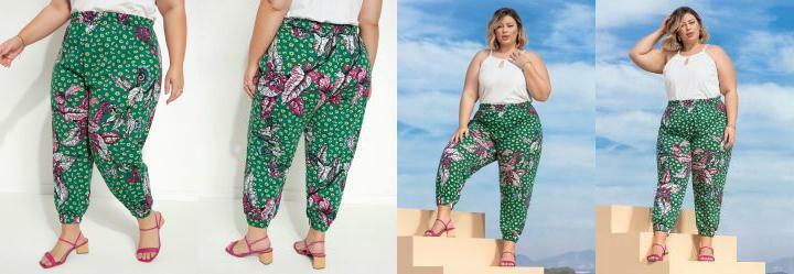 Cala Floral Verde Jogger Plus Size