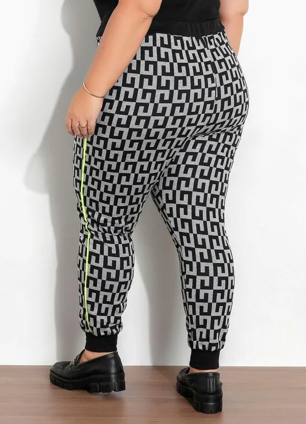 Marguerite - Calça Geométrica com Filete Neon Plus Size 3