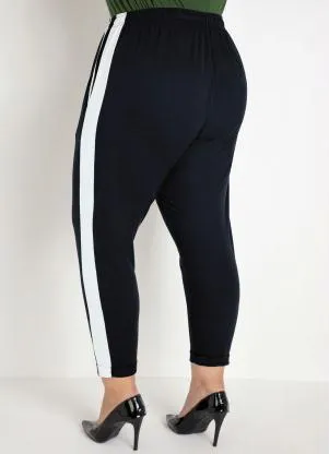 Marguerite - Calça Jogger Cropped Preta e Branca Plus Size - MARGUERITE