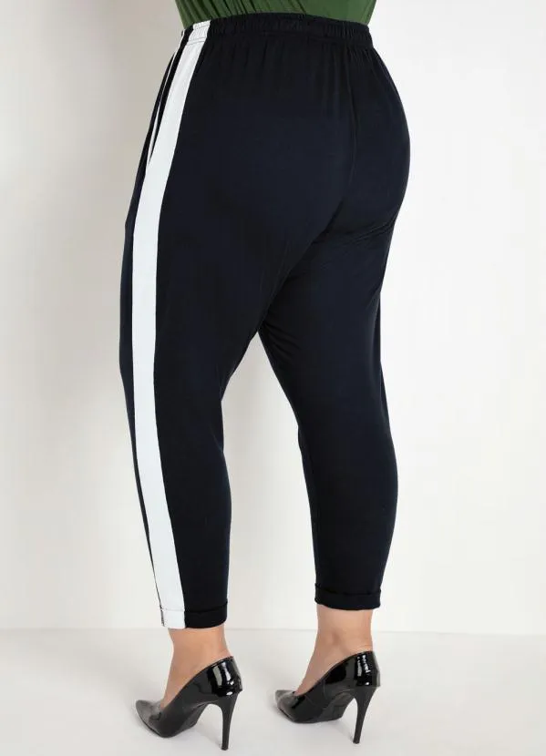 Marguerite - Calça Jogger Cropped Preta e Branca Plus Size 2
