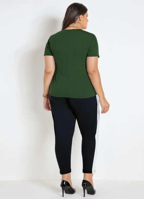 Marguerite - Calça Jogger Cropped Preta e Branca Plus Size 6