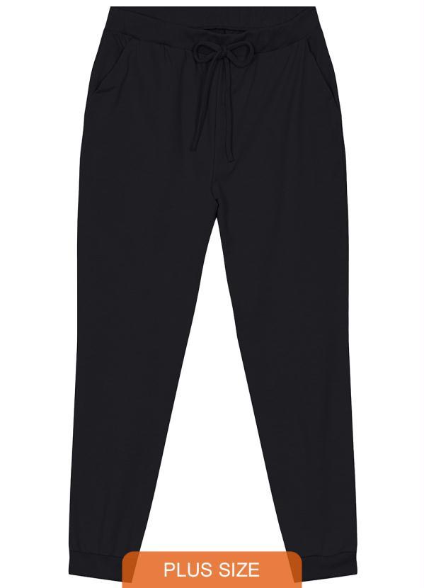 Malwee Plus - Calça Jogger Moletom Plus Size Feminina Preto