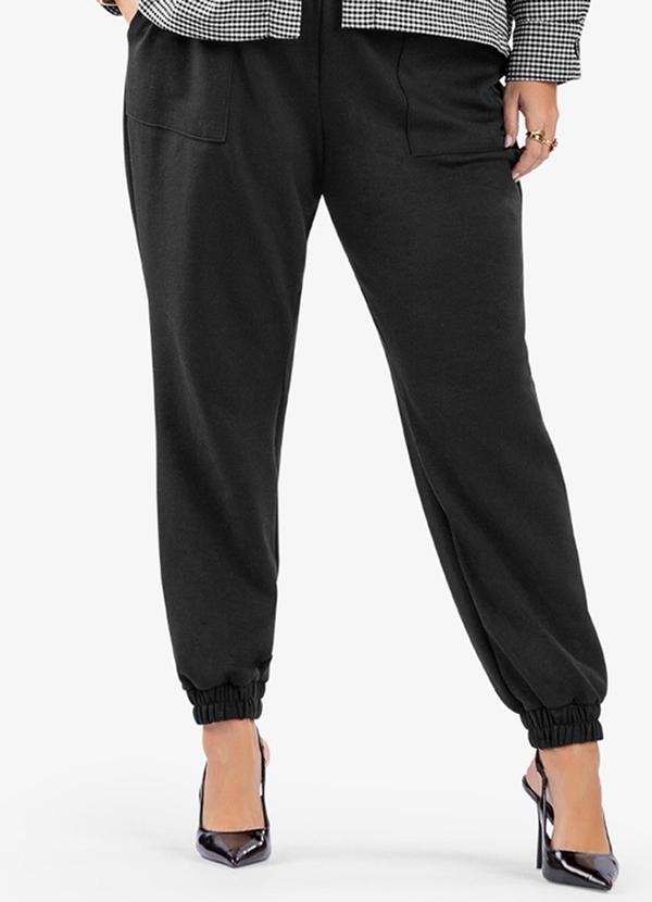 Secret Glam - Calça Jogger Piquet Plus Size Preto