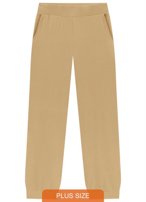 Lunender Mais Mulher - Calça Jogger Plus Size em Moletom S Bege