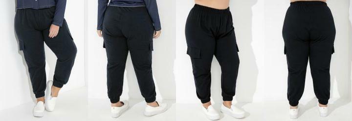 Cala Jogger Preta com Bolsos Plus Size