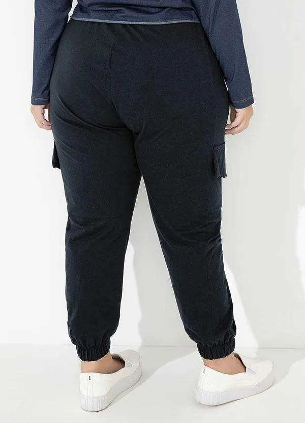 Marguerite - Calça Jogger Preta com Bolsos Plus Size 5