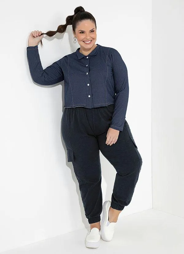 Marguerite - Calça Jogger Preta com Bolsos Plus Size 2