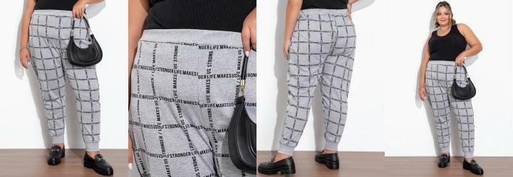 Cala Lettering Mescla Jogger Plus Size