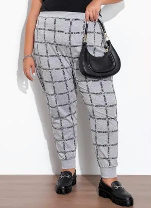 Marguerite - Calça Lettering Mescla Jogger Plus Size - MARGUERITE
