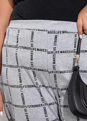 Marguerite - Calça Lettering Mescla Jogger Plus Size - MARGUERITE