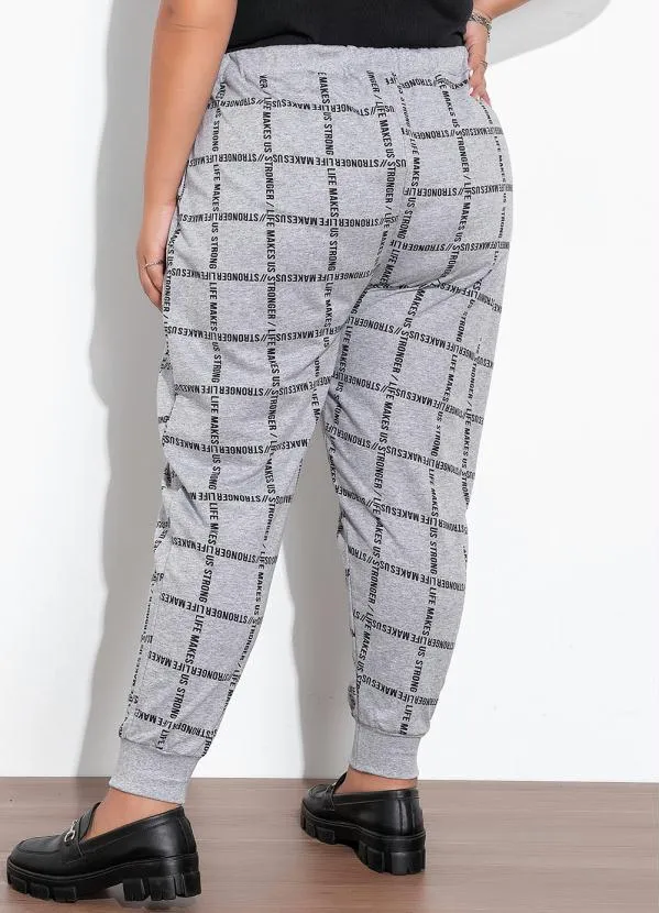 Marguerite - Calça Lettering Mescla Jogger Plus Size 3