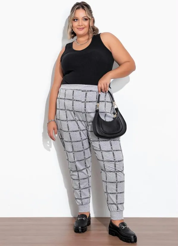 Marguerite - Calça Lettering Mescla Jogger Plus Size 2