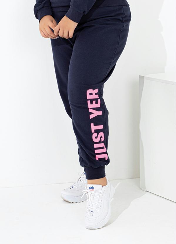 Marguerite - Calça Marinho com Estampa Neon Plus Size