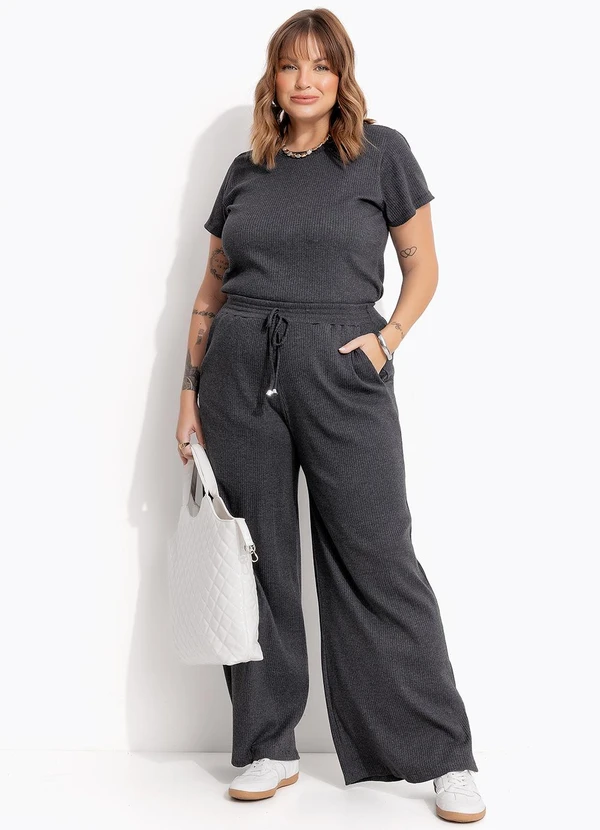 Marguerite - Calça Mescla Escuro em Canelado 6