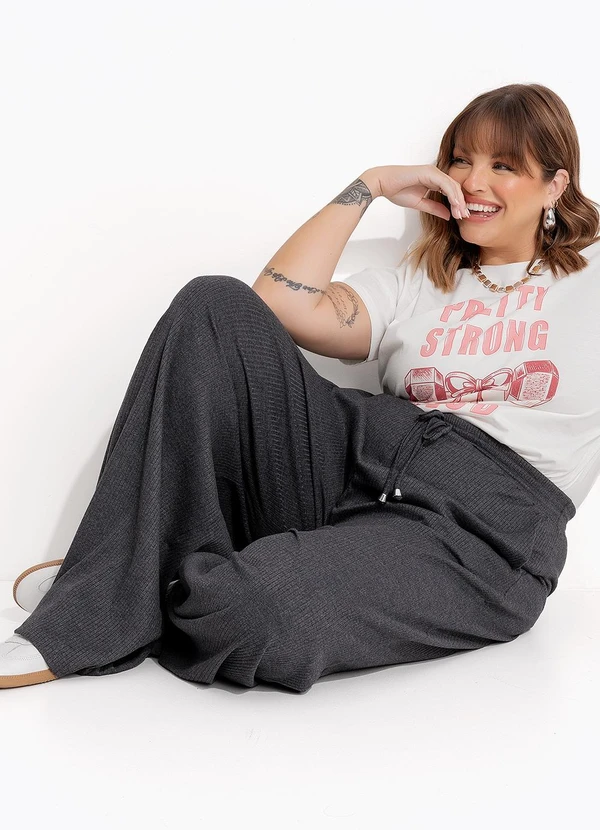 Marguerite - Calça Mescla Escuro em Canelado