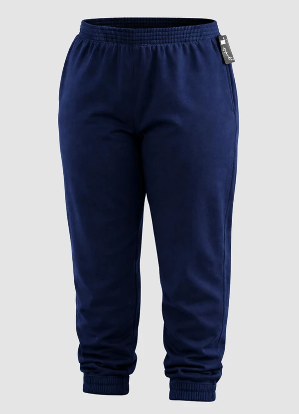 Yends Fashion - Calça Moletom Plus Size Elastico no Punho Azul 3