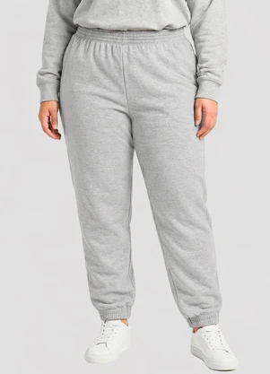 Yends Fashion - Calça Moletom Plus Size Elastico no Punho Cinza - YENDS FASHION