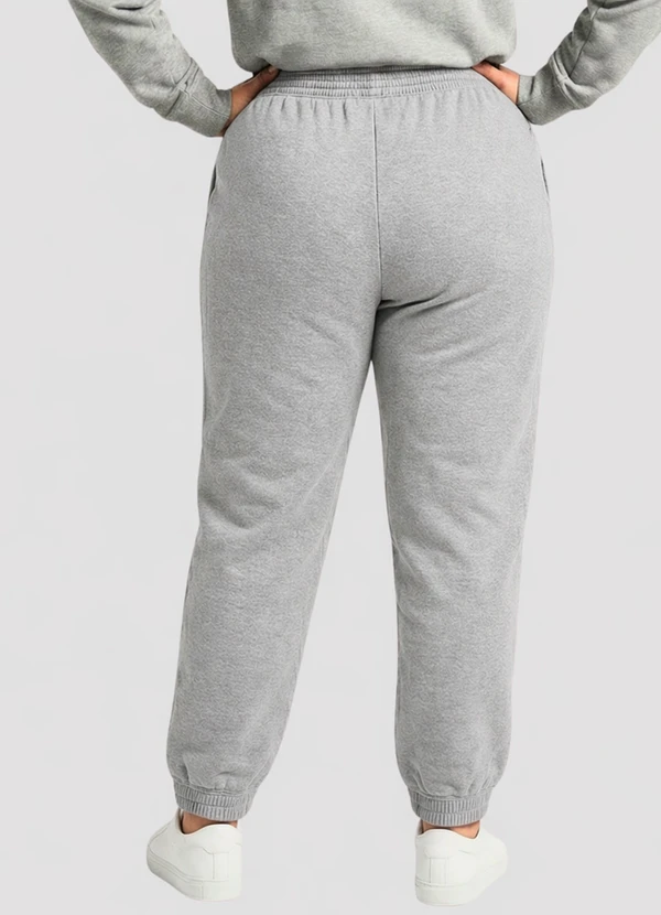 CALCA MOLETOM PLUS SIZE ELASTICO NO PUNHO CINZA - YENDS FASHION
