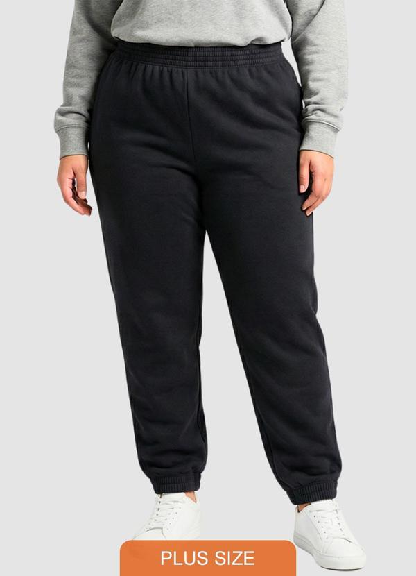 Yends Fashion - Calça Moletom Plus Size Elastico no Punho Preto
