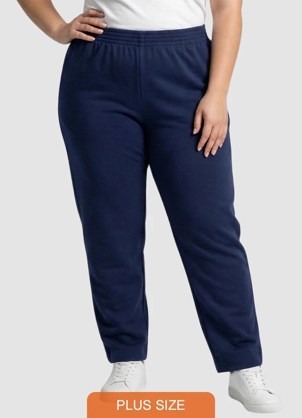 Yends Fashion - Calça Moletom Plus Size Punho Bainha Azul