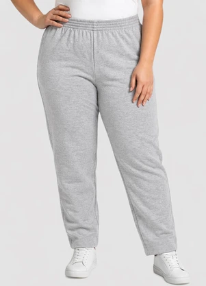 Yends Fashion - Calça Moletom Plus Size Punho Bainha Cinza - YENDS FASHION