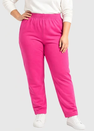 Yends Fashion - Calça Moletom Plus Size Punho Bainha Rosa - YENDS FASHION